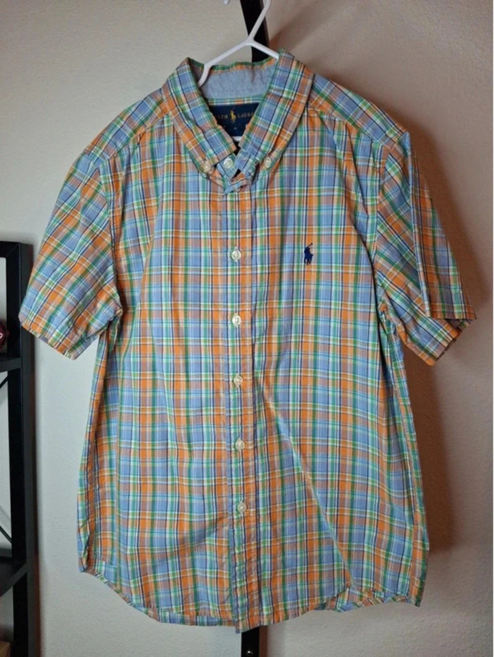 Ralph Lauren Boys short-sleeve button-down plaid shirt size M 10-12